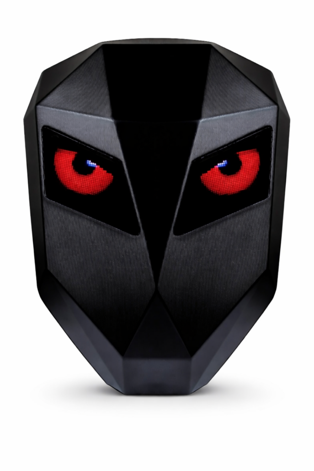 Black mask with red eyes on a white background